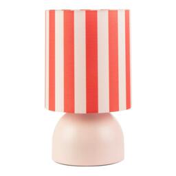 Rackhams Chic Pastel Pink Domed Table Lamp with Vertically Striped Fabric Shade