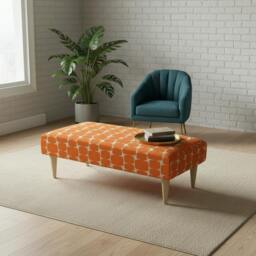 Rackhams Contemporary Entrance Bench for Stylish Flats – Premium Stitched Lid Ottoman Bench (Non-Storage) - 50 x 30 Inches (127 x 76cm) - thumbnail 2