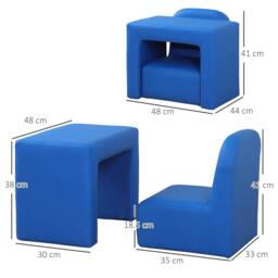 Rackhams 2 In 1 Toddler Sofa Chair, 48 x 44 x 41 cm, for Game Relax Playroom, Blue - Blue - thumbnail 3