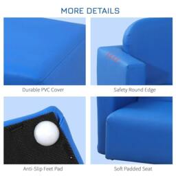 Rackhams 2 In 1 Toddler Sofa Chair, 48 x 44 x 41 cm, for Game Relax Playroom, Blue - Blue - thumbnail 5
