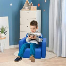 Rackhams 2 In 1 Toddler Sofa Chair, 48 x 44 x 41 cm, for Game Relax Playroom, Blue - Blue - thumbnail 2