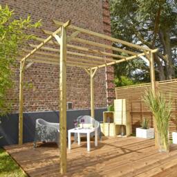 Rackhams Ancolie Wooden Pergola 3m x 3m Square Timber Garden Shelter Gazebo - thumbnail 5