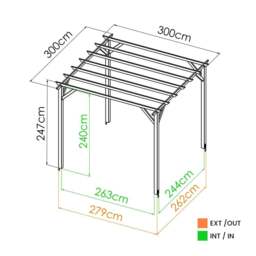 Rackhams Ancolie Wooden Pergola 3m x 3m Square Timber Garden Shelter Gazebo - thumbnail 2