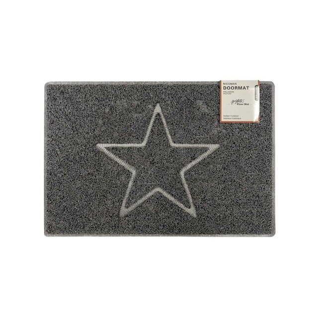 Rackhams Star Small Embossed Doormat in Grey - Grey - Vinyl - 1 - image 1