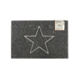 Rackhams Star Small Embossed Doormat in Grey - Grey - Vinyl - 1 - thumbnail 1