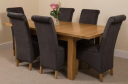 Rackhams Seattle Oak Extending Dining Table with Montana Fabric Chairs - 8 chairs - Beige - thumbnail 3