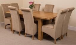 Rackhams Seattle Oak Extending Dining Table with Montana Fabric Chairs - 8 chairs - Beige - thumbnail 1