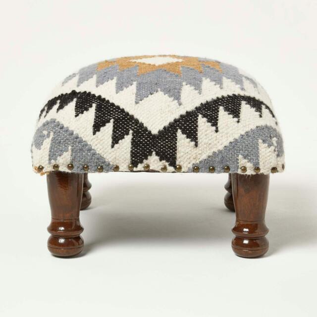 Rackhams Agra Handwoven Kilim Footstool - 40 x 40 cm - image 1