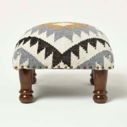 Rackhams Agra Handwoven Kilim Footstool - 40 x 40 cm - thumbnail 2