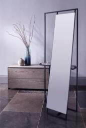 Rackhams Federico Floor Standing Mirrors - Weathered Oak - Brushed Brass - Small - thumbnail 4