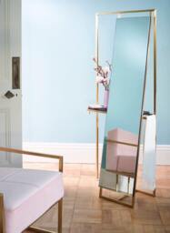 Rackhams Federico Floor Standing Mirrors - Weathered Oak - Brushed Brass - Small - thumbnail 3
