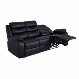 Rackhams Roma Leather Black Sofa 3+2 Seater Recliner Sofa in Black - 3 Seater & 2 Seater Set - thumbnail 5