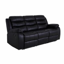 Rackhams Roma Leather Black Sofa 3+2 Seater Recliner Sofa in Black - 3 Seater & 2 Seater Set - thumbnail 4