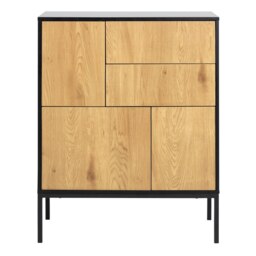 Rackhams Seaford 3 Door 2 Drawer Sideboard in Black & Oak - Black & Oak - 80 - 1 - thumbnail 2