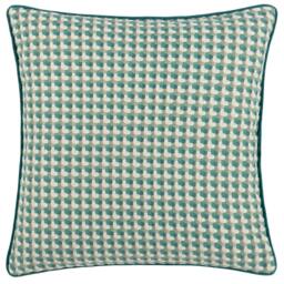 Rackhams Marttel Jacquard Geometric Cushion Cover - Teal - 45cm x 45cm - Teal - 100% Polyester - thumbnail 1
