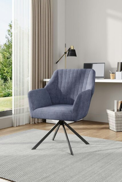 Rackhams Grey Upholstered Leisure Swivel Chair with Metal Legs - Grey