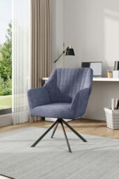 Rackhams Grey Upholstered Leisure Swivel Chair with Metal Legs - Grey