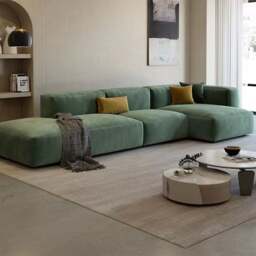 Rackhams Harriet Three Seater Corner, Four Seater Corner Sofa, Velvet - Right Hand Facing Corner - Three Seater Corner 355cm - Green - thumbnail 4