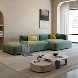 Rackhams Harriet Three Seater Corner, Four Seater Corner Sofa, Velvet - Right Hand Facing Corner - Three Seater Corner 355cm - Green - thumbnail 3