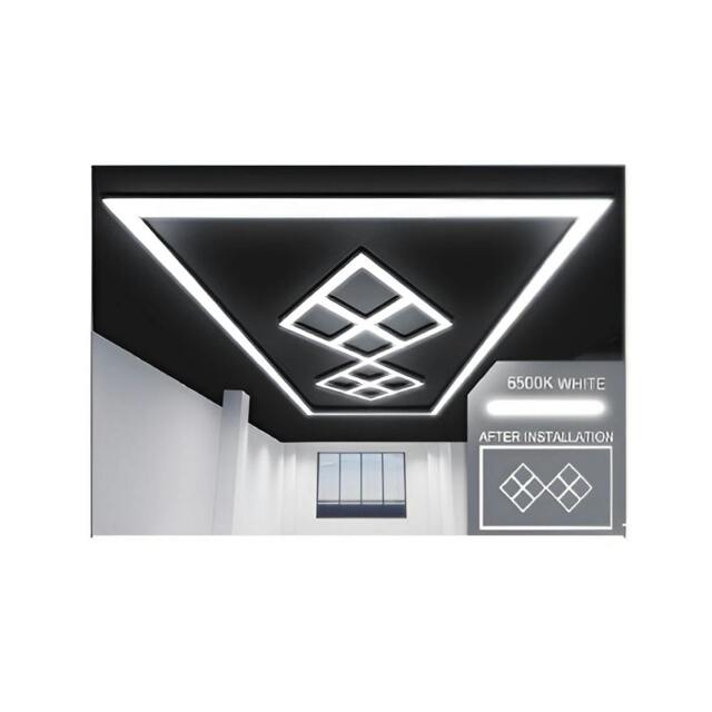 Rackhams 432W Designer LED Ceiling Light with Frame, 8 Diamond Grid with Border, Commercial Interior Lighting - image 1