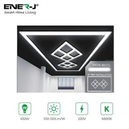Rackhams 432W Designer LED Ceiling Light with Frame, 8 Diamond Grid with Border, Commercial Interior Lighting - thumbnail 2