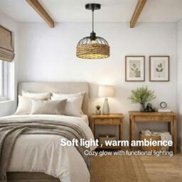Rackhams Modern Ceiling Pendant Light Shade Rattan Style Woven Lamp Shade 30cm - thumbnail 5