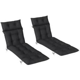 Rackhams Garden Lounge Chair Cushions Set of 2, 220gsm Fabric - Black - thumbnail 2