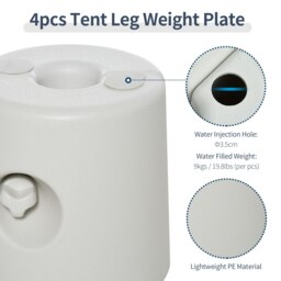 Rackhams Tent Weight Base 4pcs Gazebo Foot Leg Anchor Weights Marquee White - White - PE plastic - 24x24x25 cm - thumbnail 4
