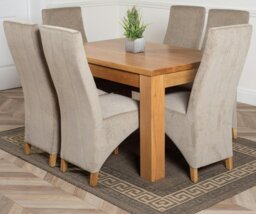 Rackhams Dakota Small Oak Dining Table with Lola Fabric Chairs - 4 chairs - Grey - thumbnail 6