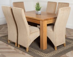 Rackhams Dakota Small Oak Dining Table with Lola Fabric Chairs - 4 chairs - Grey - thumbnail 5