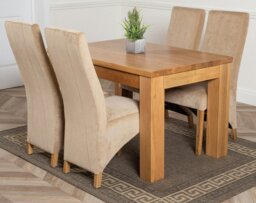 Rackhams Dakota Small Oak Dining Table with Lola Fabric Chairs - 4 chairs - Grey - thumbnail 4