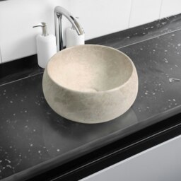 Rackhams 7812 Ceramic Domed Round Countertop Basin in Stone Effect - Stone Effect - Ceramic - One Size