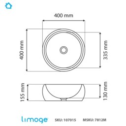 Rackhams 7812 Ceramic Domed Round Countertop Basin in Stone Effect - Stone Effect - Ceramic - One Size - thumbnail 3