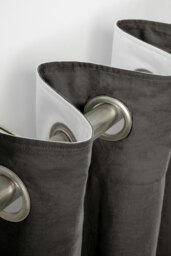 Rackhams Pure Washed Linen Lined Eyelet Curtains - Black - Width 167cm x Drop 182cm - Charcoal - thumbnail 3
