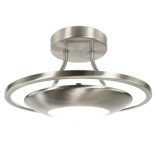Rackhams Modernistic Semi Flush Eco Friendly LED Ceiling Light Fitting in Satin Nickel - image 1