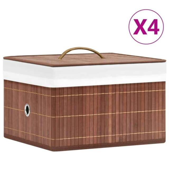 Rackhams Bamboo Storage Boxes 4 pcs Brown