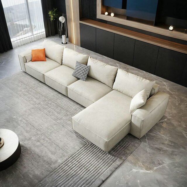 Rackhams R67 Anselm Four Seater, Five Seater Sofa, Corner Sofa, Leathaire - Four Seater Corner 360cm - Blue - image 1