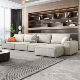 Rackhams R67 Anselm Four Seater, Five Seater Sofa, Corner Sofa, Leathaire - Four Seater Corner 360cm - Blue - thumbnail 4