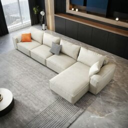 Rackhams R67 Anselm Four Seater, Five Seater Sofa, Corner Sofa, Leathaire - Four Seater Corner 360cm - Blue - thumbnail 1