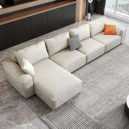 Rackhams R67 Anselm Four Seater, Five Seater Sofa, Corner Sofa, Leathaire - Four Seater Corner 360cm - Blue - thumbnail 3
