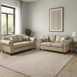 Rackhams Oakland Marble Leather Sofa Suite - thumbnail 1
