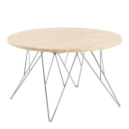 Rackhams Prunus Round Coffee Table in Matt Beige and Chrome Steel Base 80x46.4cm - beige,black - Brown - 80 - thumbnail 2
