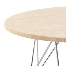 Rackhams Prunus Round Coffee Table in Matt Beige and Chrome Steel Base 80x46.4cm - beige,black - Brown - 80 - thumbnail 6