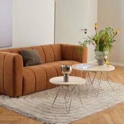 Rackhams Prunus Round Coffee Table in Matt Beige and Chrome Steel Base 80x46.4cm - beige,black - Brown - 80