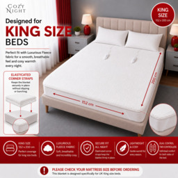 Rackhams King Size Electric Blanket Heated with 3 Heat Settings - Quick Fit Underblanket - Fleece Material Machine Washable - thumbnail 2