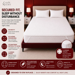 Rackhams King Size Electric Blanket Heated with 3 Heat Settings - Quick Fit Underblanket - Fleece Material Machine Washable - thumbnail 3