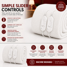 Rackhams King Size Electric Blanket Heated with 3 Heat Settings - Quick Fit Underblanket - Fleece Material Machine Washable - thumbnail 5