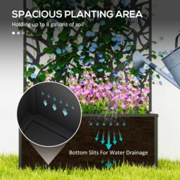 Rackhams Metal Raised Garden Bed with Trellis, Outdoor Elevated Planter Box - thumbnail 3