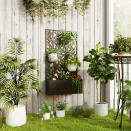Rackhams Metal Raised Garden Bed with Trellis, Outdoor Elevated Planter Box