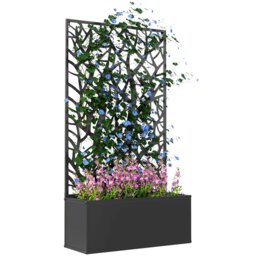 Rackhams Metal Raised Garden Bed with Trellis, Outdoor Elevated Planter Box - thumbnail 2